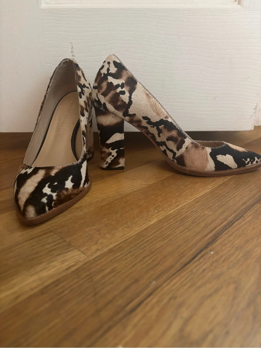 Animal Print Block Heel Pumps in Brown